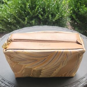 Salvatore Ferragamo Tan and Gold Clutch